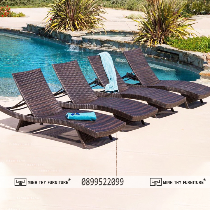 ghế hồ bơi resort nhựa giả mây